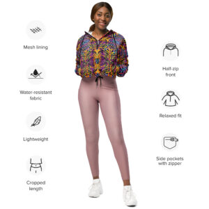 BoomBoom Cropped Windbreaker - Waterproof jacket - Wearable art fashion - Hiking windbreaker - Lightweight rain jacket - Artistic outerwear