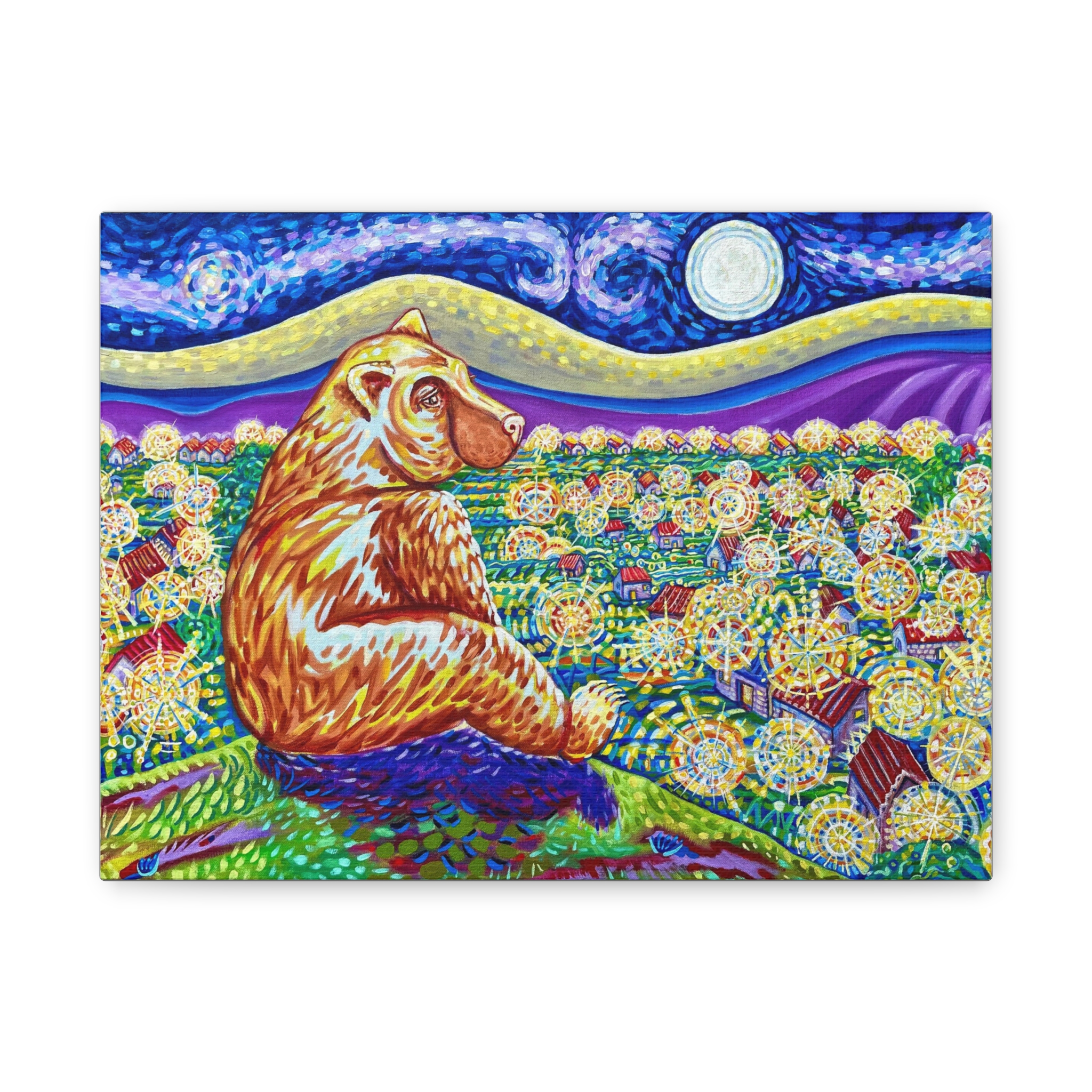 Van Gogh Bear Art Canvas-Fine Art Print - Image 2