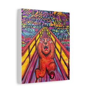 Bear Scream art print showing a bear in vivid emotional expression, inspired by Munch’s style.
